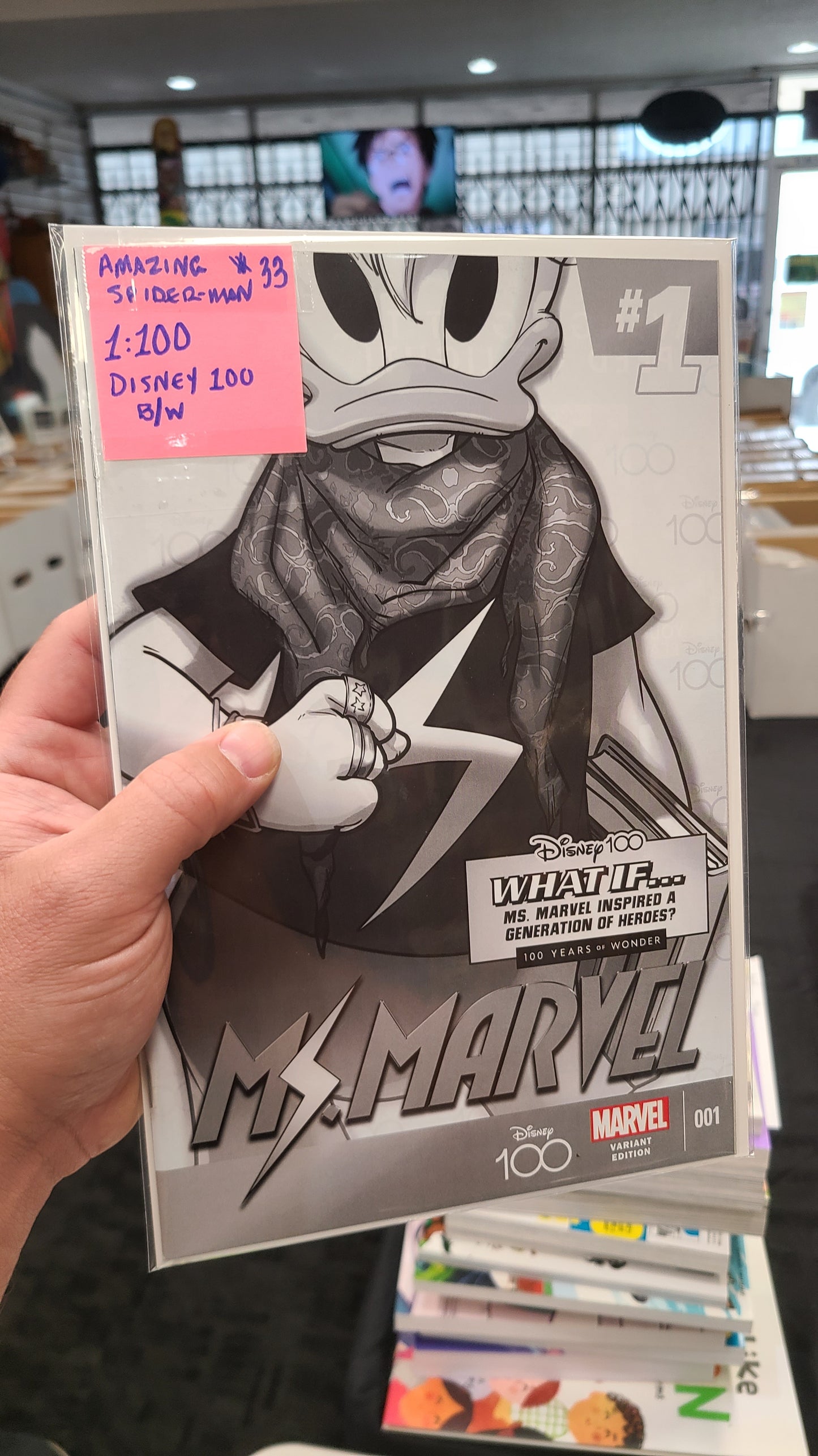 AMAZING SPIDER-MAN #33 1:100 DISNEY 100 B/W by GIADA PERISSINOTTO