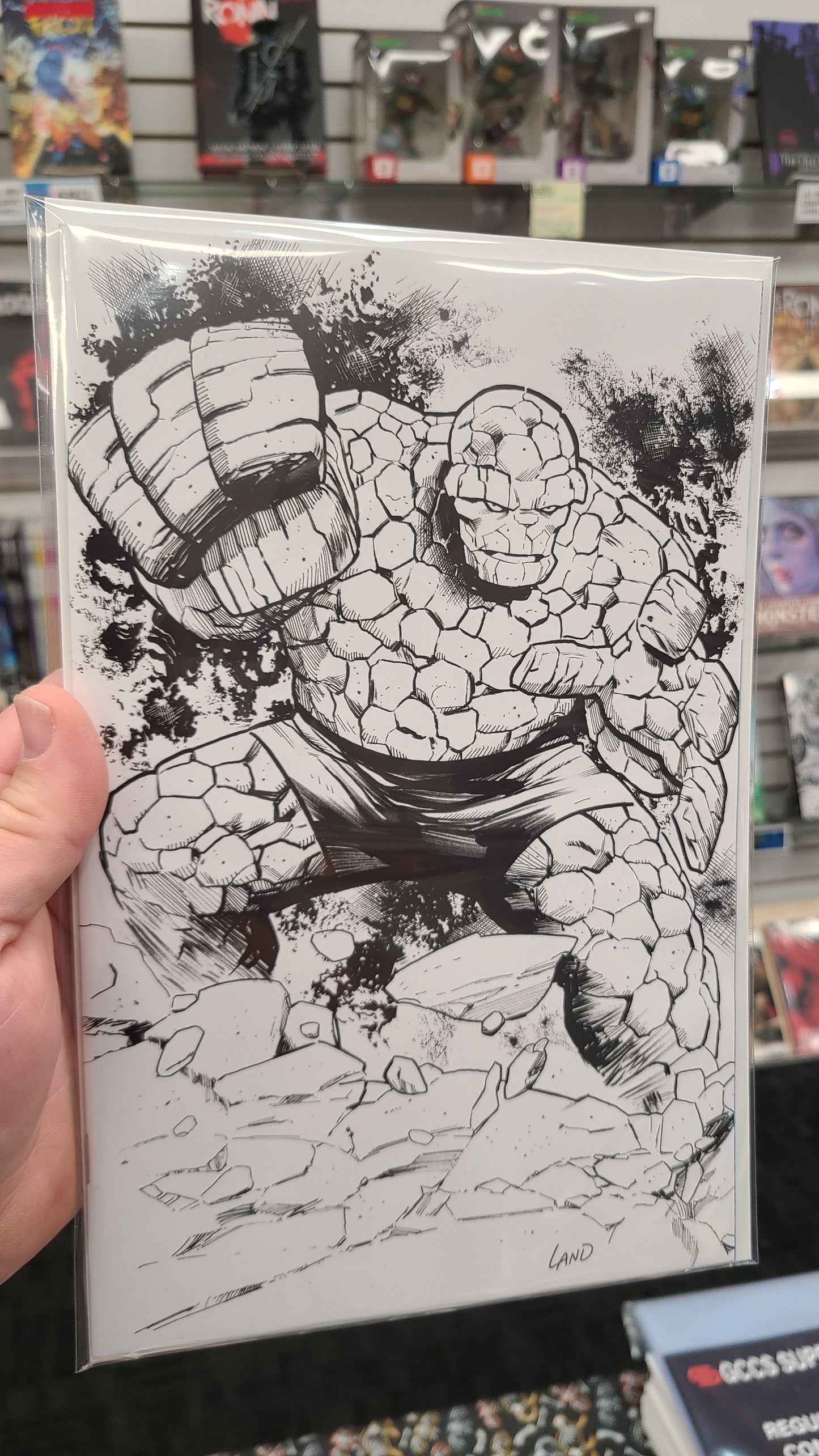 FANTASTIC FOUR #7 1:50 B/W TEXTLESS BY GREG LAND