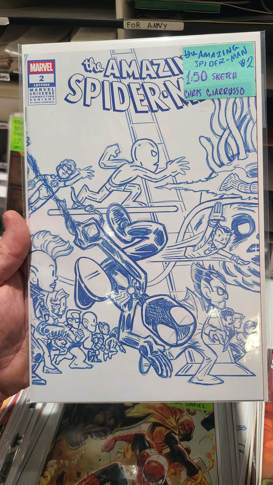 AMAZING SPIDER-MAN #2 1:50 MARVEL UNIVERSE CONNECTING SKETCH by CHRIS GIARRUSSO